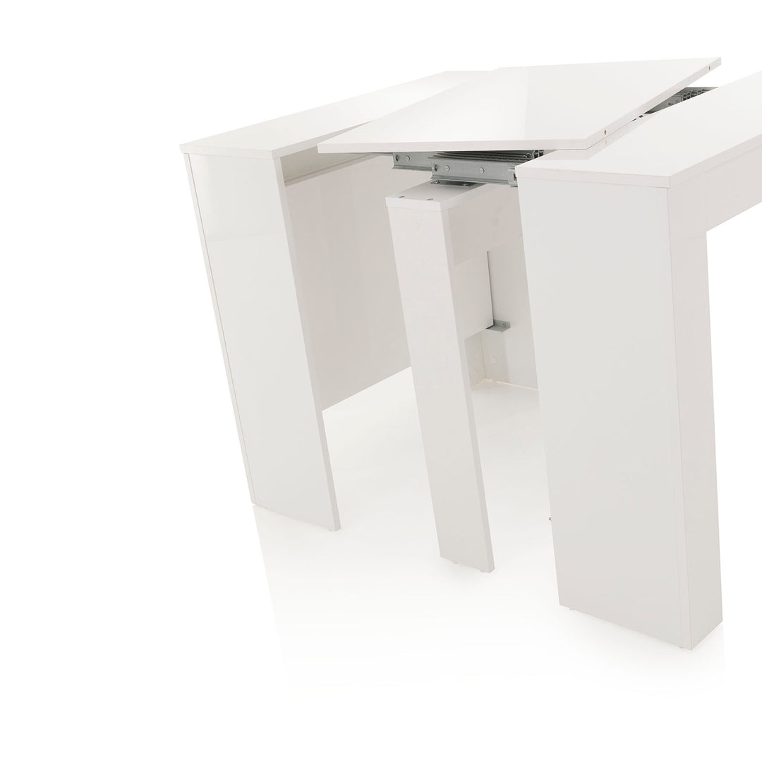 Glossy white STRETCH extendable console