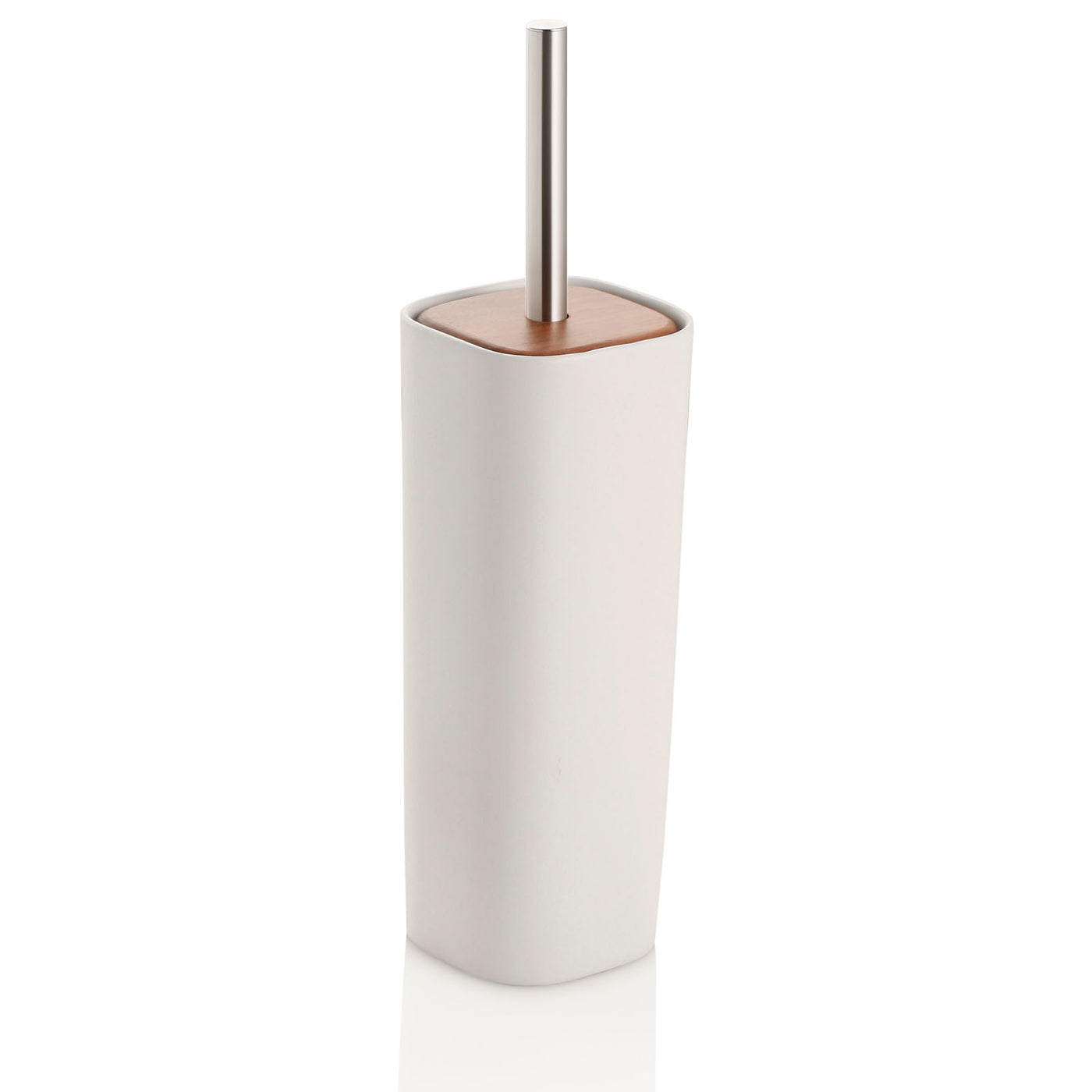 White WOOD toilet brush holder