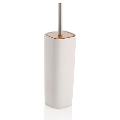 White WOOD toilet brush holder