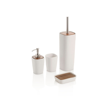 White WOOD toilet brush holder