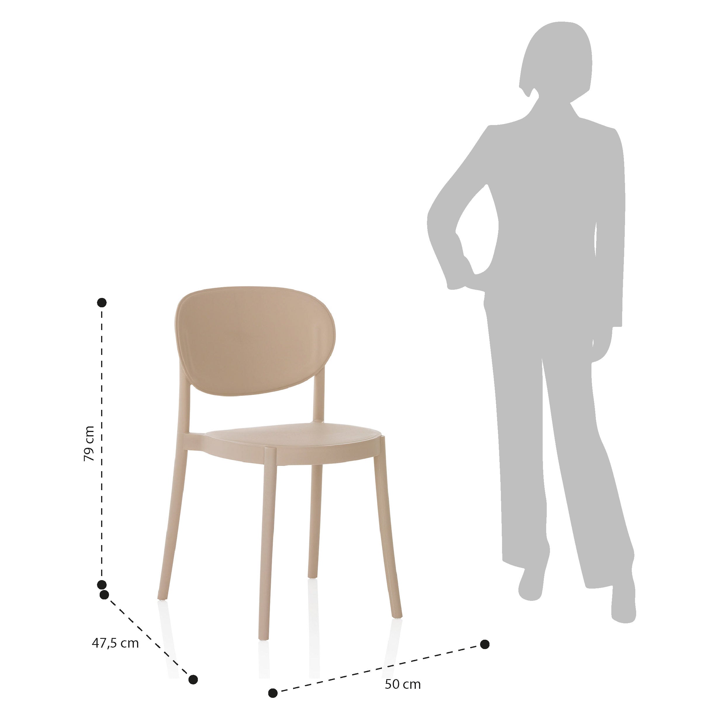 4er-Set ICE-Stühle in Beige für drinnen und draußen