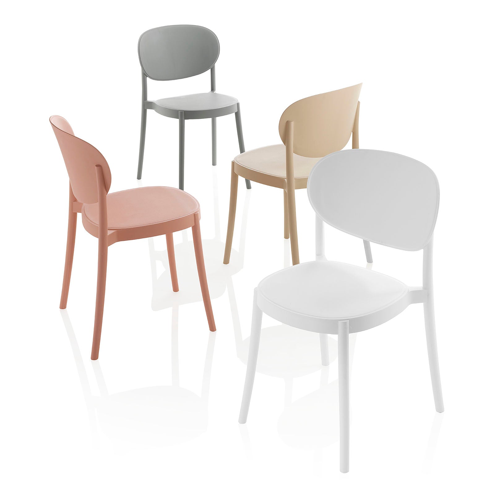 4er-Set ICE-Stühle in Beige für drinnen und draußen
