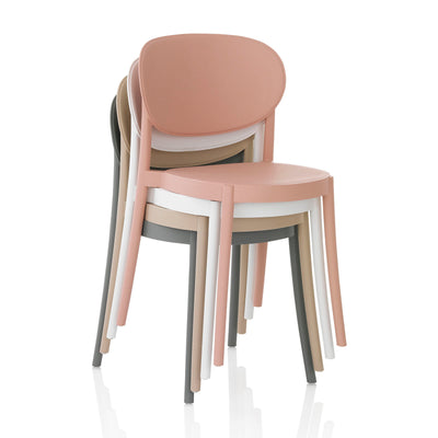 Set mit 4 rosafarbenen ICE-Stühlen für den Innen- und Außenbereich