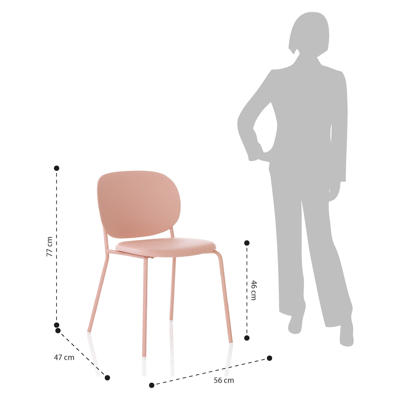 Set mit 4 rosa CLIP-Stühlen