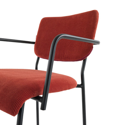 Set 2 sedie con braccioli ZOE rosso corallo