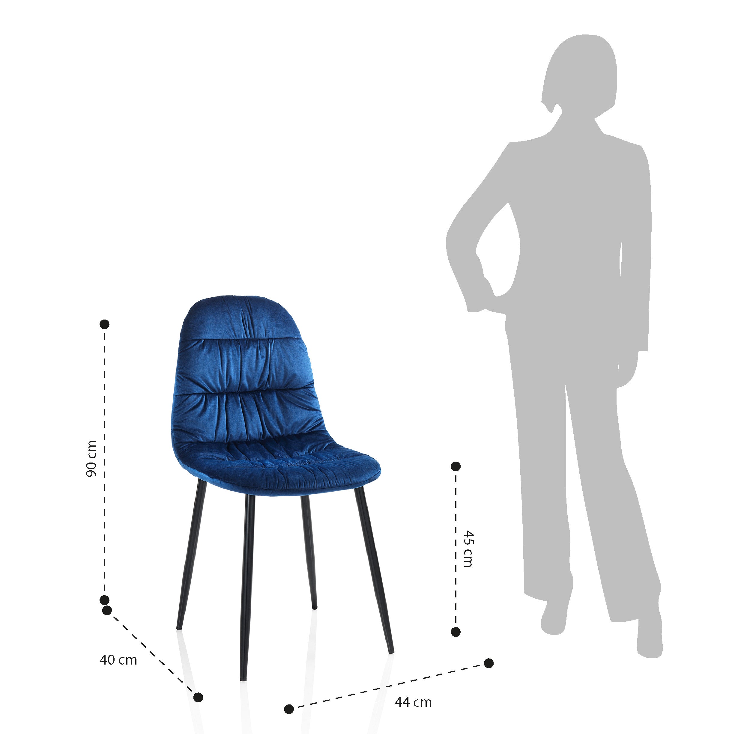 Set mit 4 ozeanblauen SANDY-Stühlen
