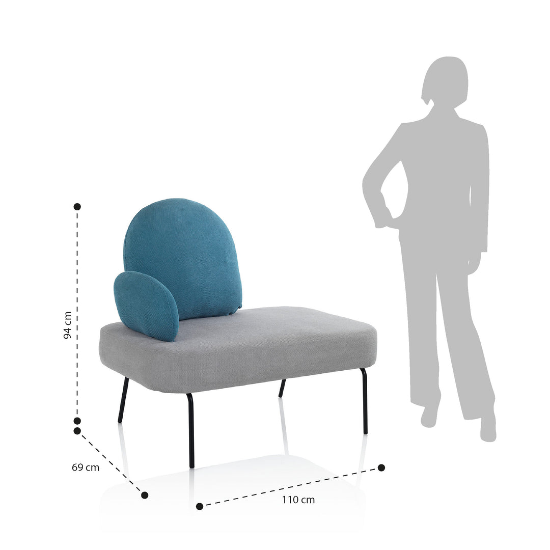 Bench CHESSY grey/light blue