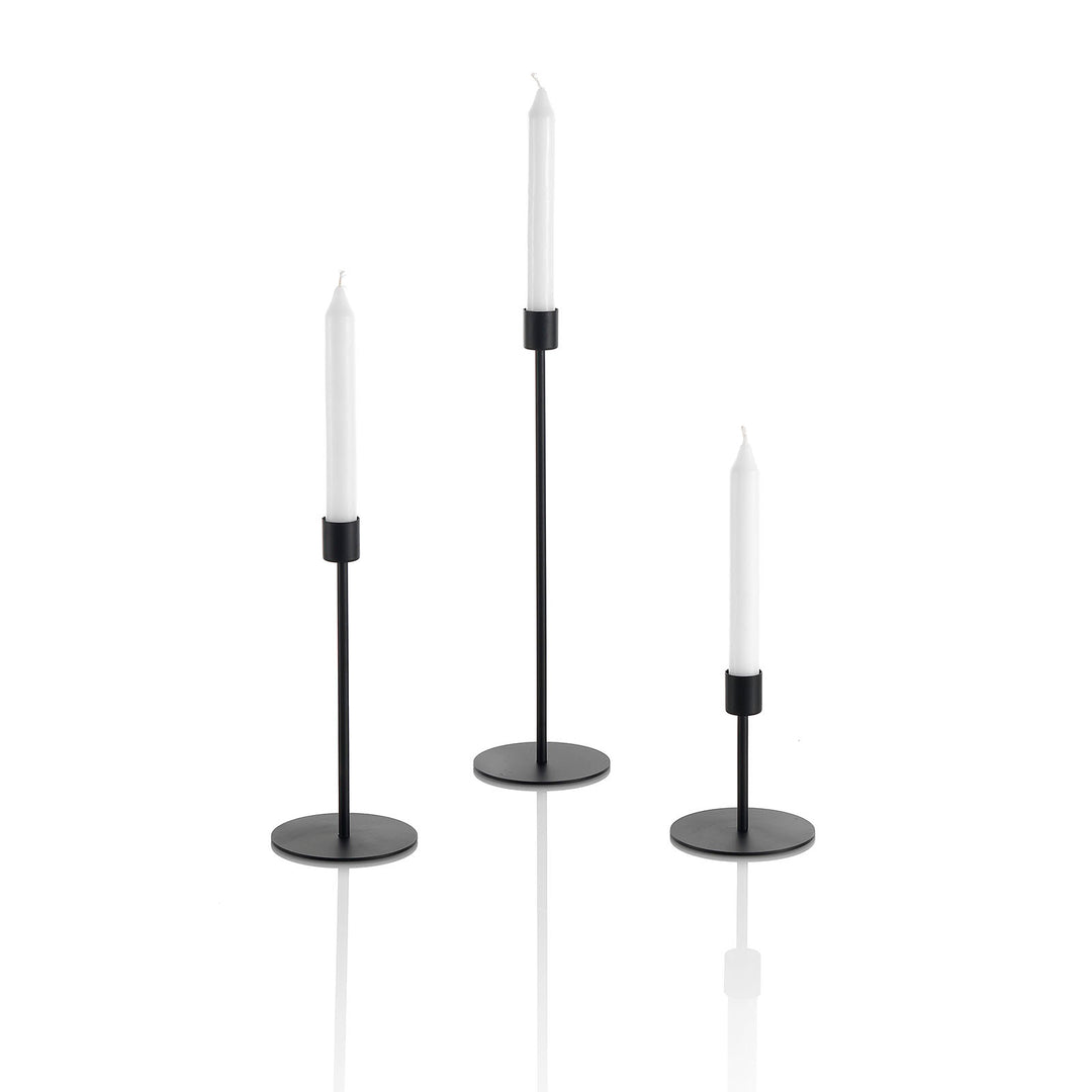 Set of 3 black GUANG candle holders