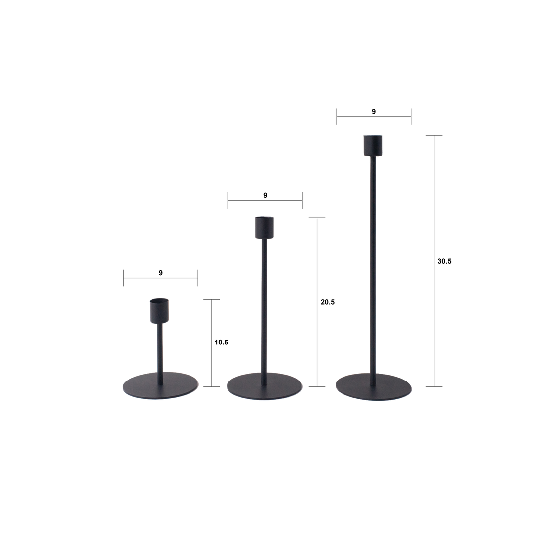 Set of 3 black GUANG candle holders