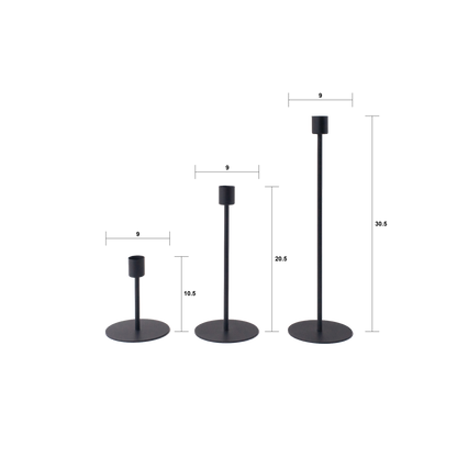 Set of 3 black GUANG candle holders