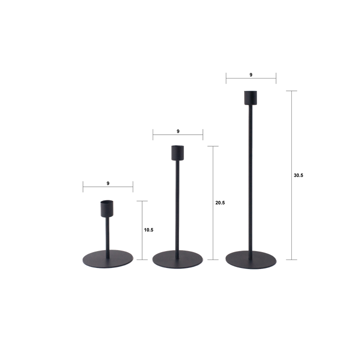 Set of 3 black GUANG candle holders