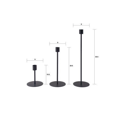 Set of 3 black GUANG candle holders