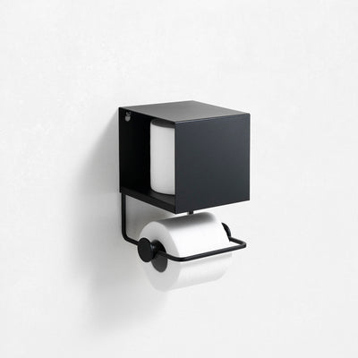 YINSI black roll holder with compartment and shelf