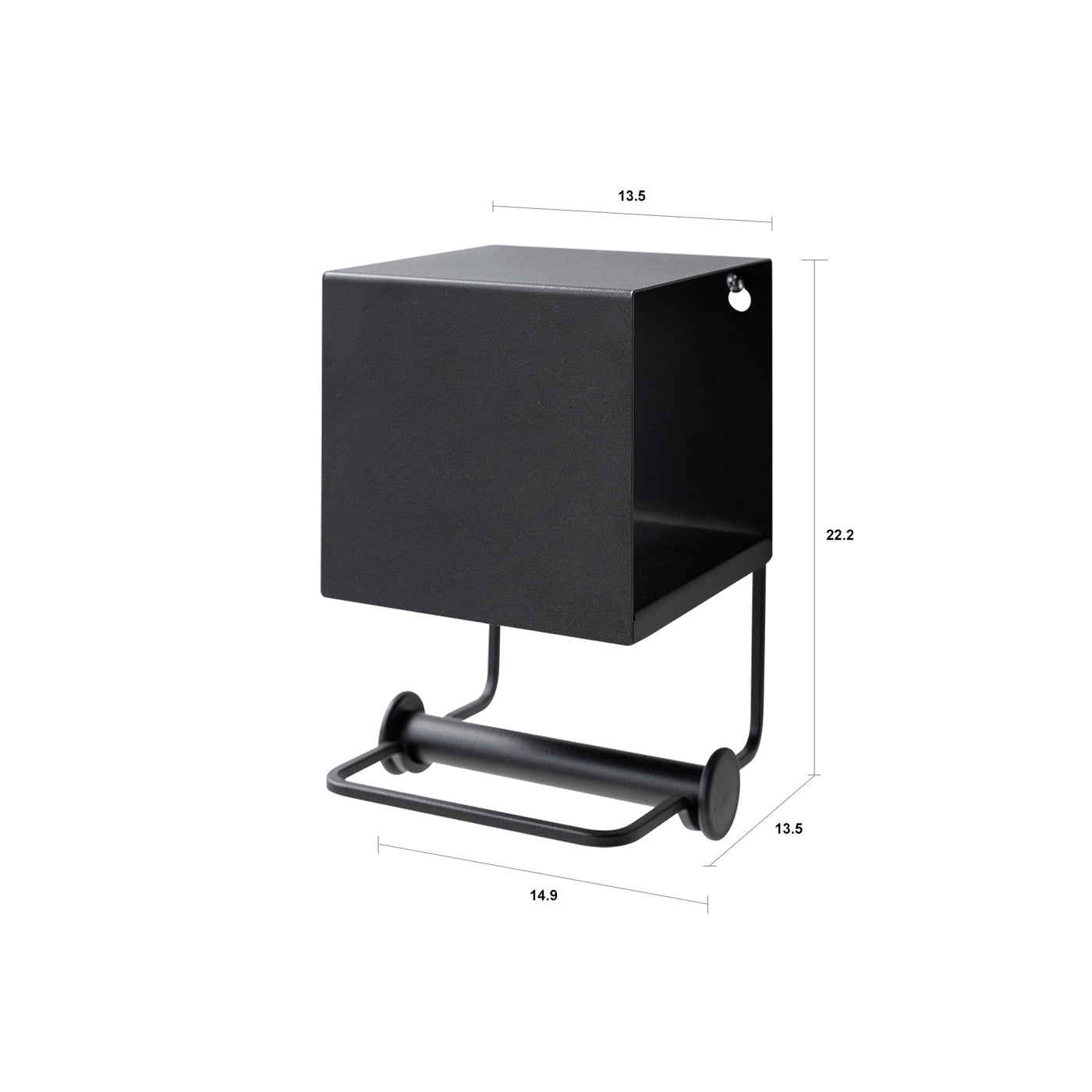 YINSI black roll holder with compartment and shelf