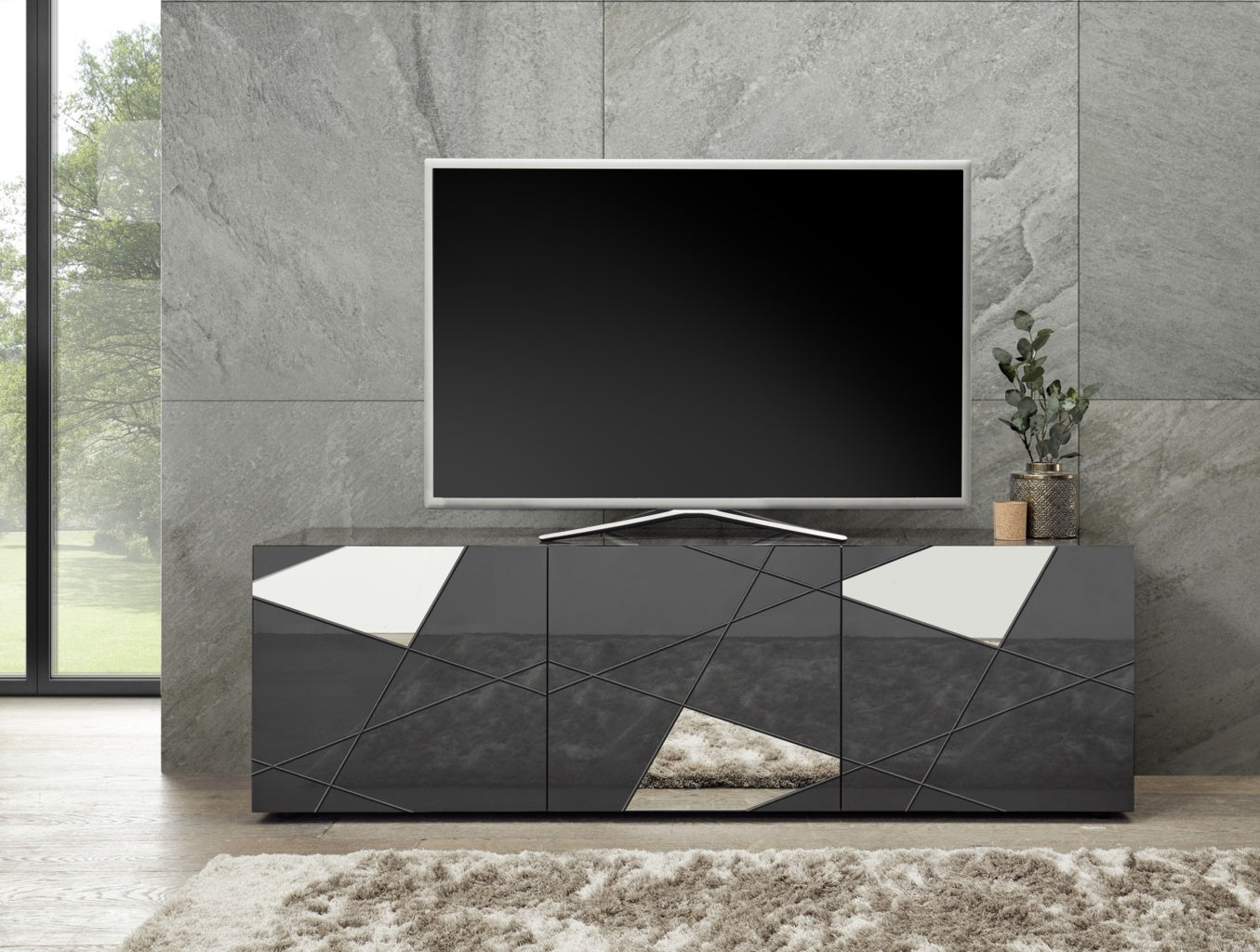 GRIMILDE gray TV stand