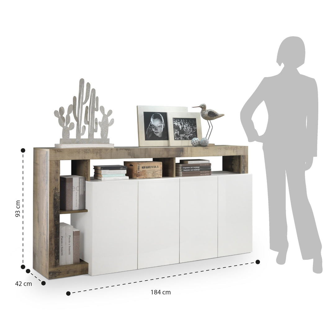 Buffet NETTUNO bianco/pero 184cm