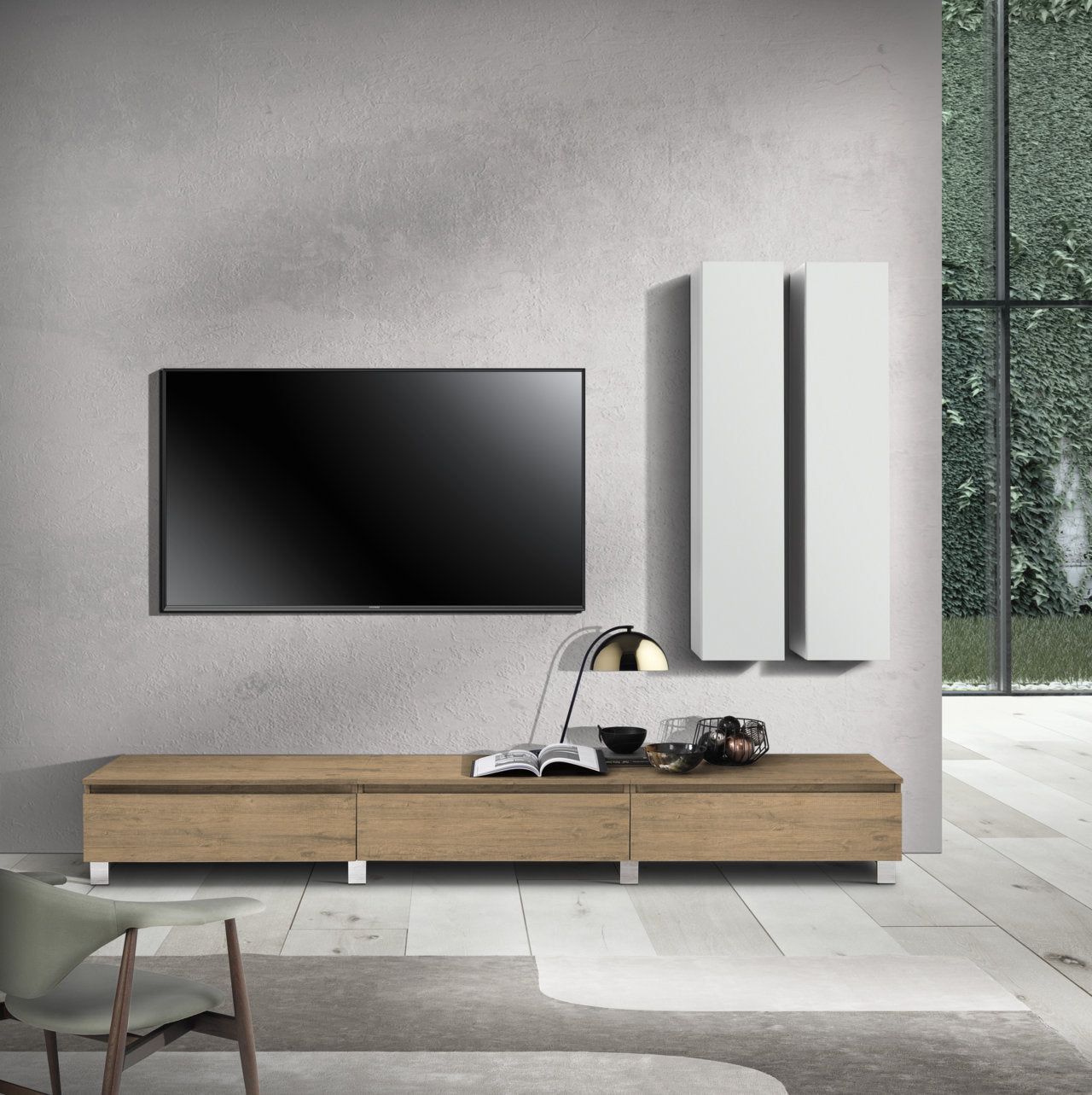 Composizione Living FIONA rovere miele/bianco
