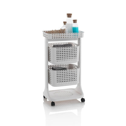 Laundry trolley 2 baskets HUY beige