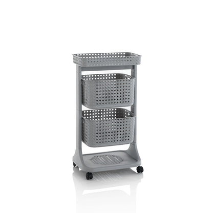 Laundry trolley 2 baskets HUY grey