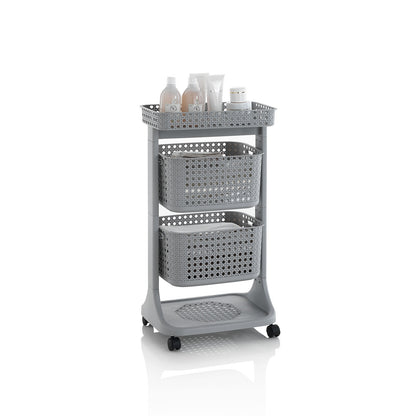 Laundry trolley 2 baskets HUY grey