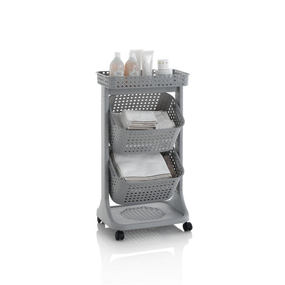 Laundry trolley 2 baskets HUY grey