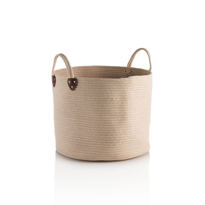 Cotton basket with beige GUGLIELMO handles