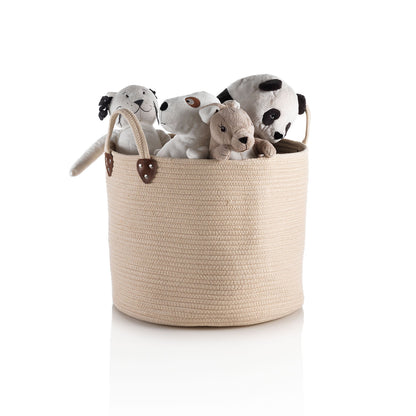 Cotton basket with beige GUGLIELMO handles