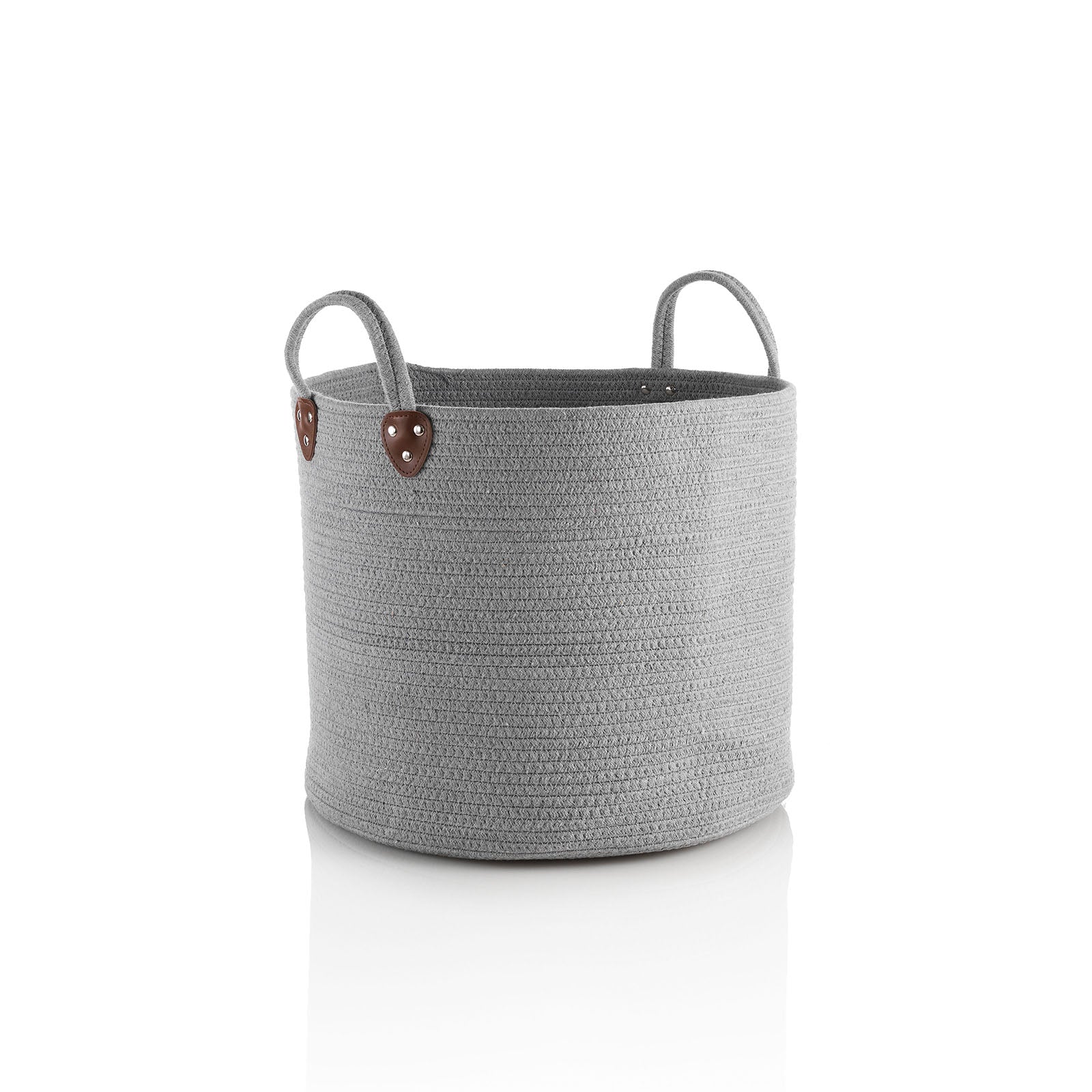 Gray GUGLIELMO cotton basket with handles