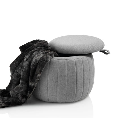 Grauer CHRIS-Hocker mit Stauraum
