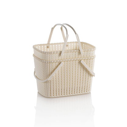 Set of 2 beige MARL storage baskets with handle