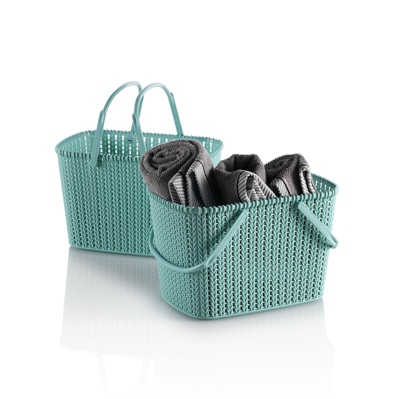 Set of 2 blue MARL storage baskets with handle