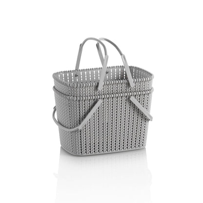 Set of 2 gray MARL storage baskets with handle