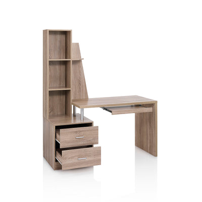 LETI oak desk with bookcase