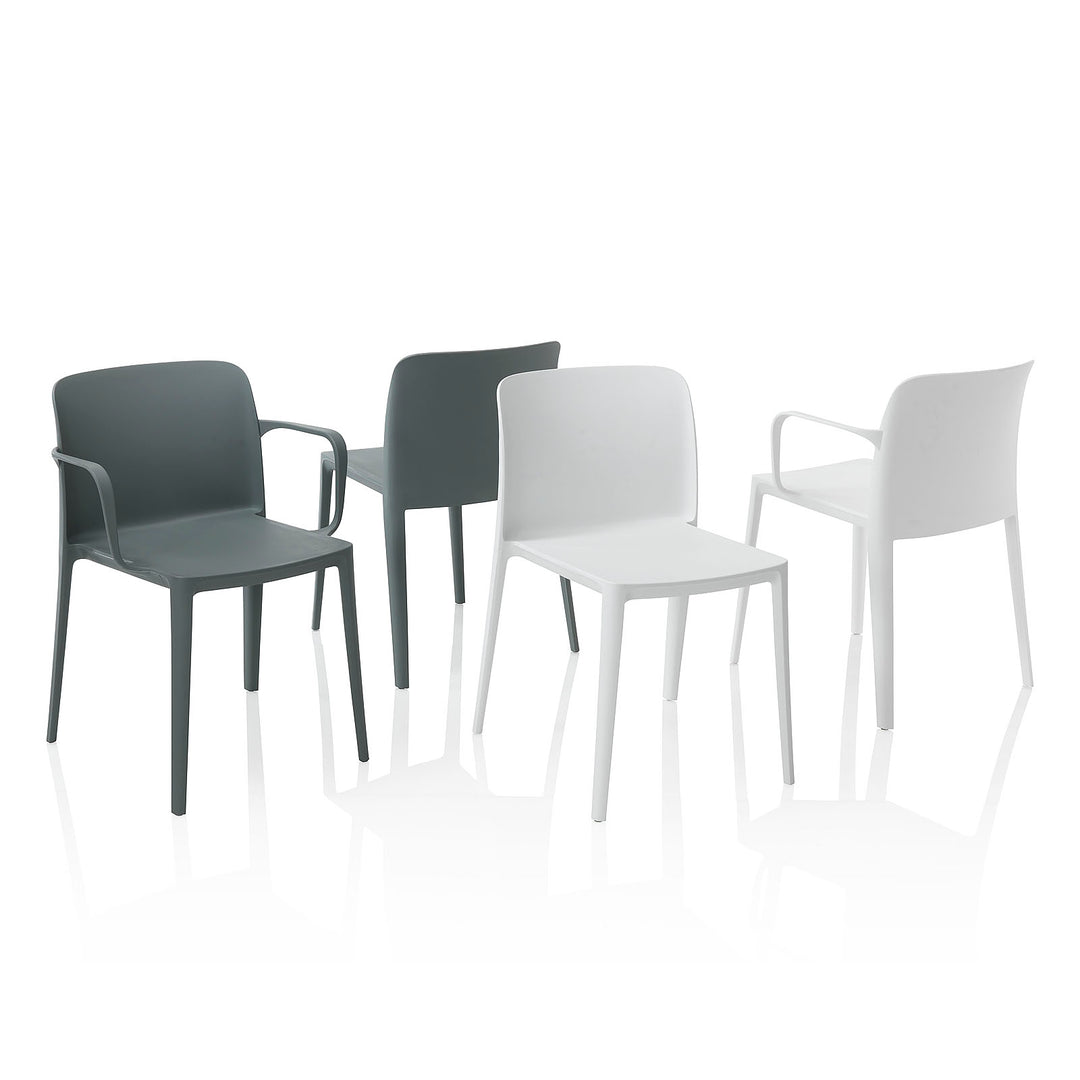 Set of 4 gray SKINNY indoor/outdoor chairs with armrests