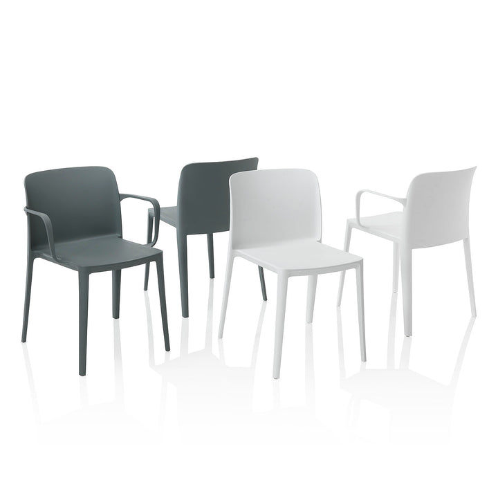 Set of 4 gray SKINNY indoor/outdoor chairs with armrests