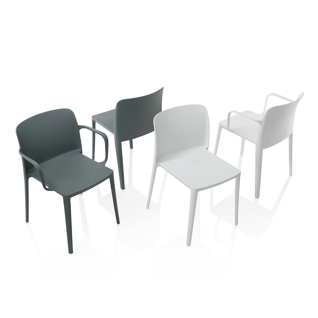 Set of 4 gray SKINNY indoor/outdoor chairs with armrests