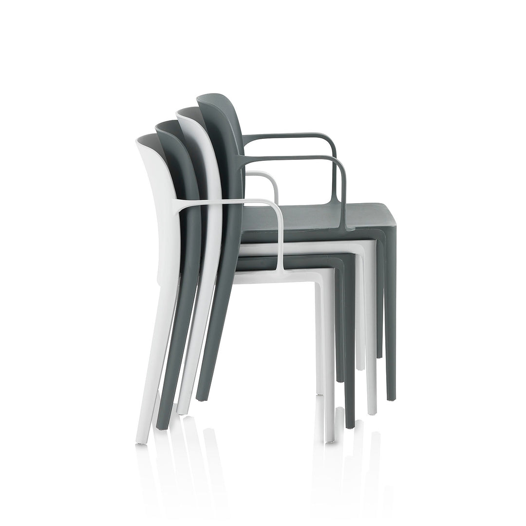 Set of 4 gray SKINNY indoor/outdoor chairs with armrests