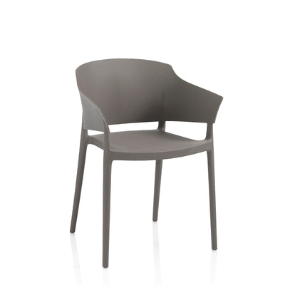Set mit 4 grauen DRABA-Stühlen für drinnen und draußen