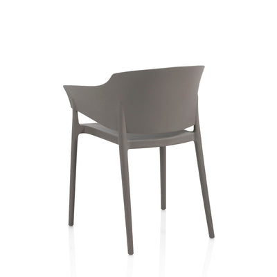 Set mit 4 grauen DRABA-Stühlen für drinnen und draußen