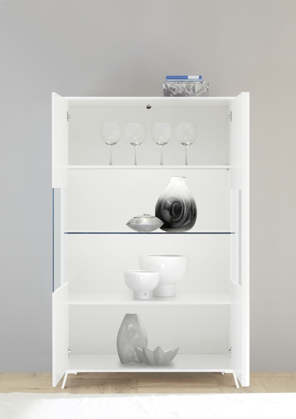 Weißes HOA-Sideboard/Vitrine