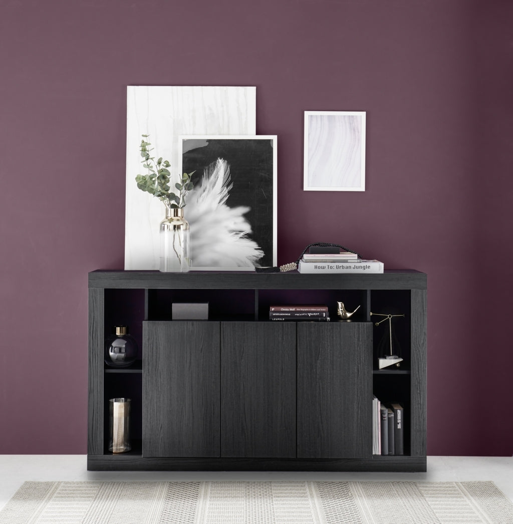 TIAKI black ash 3-door buffet
