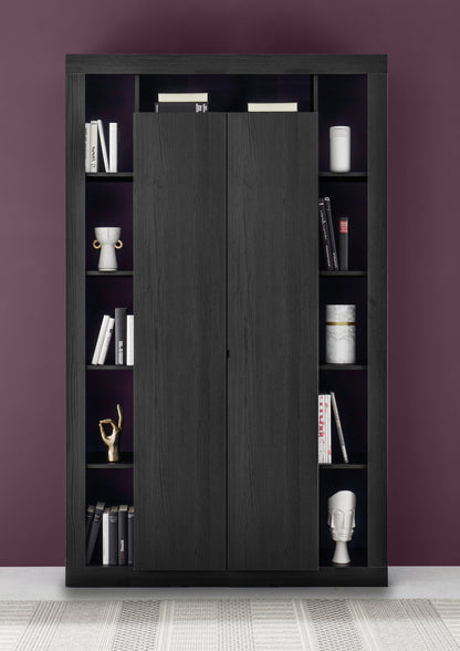 TIAKI Sideboard/Bücherregal aus schwarzer Esche, 2 Türen, 130 cm