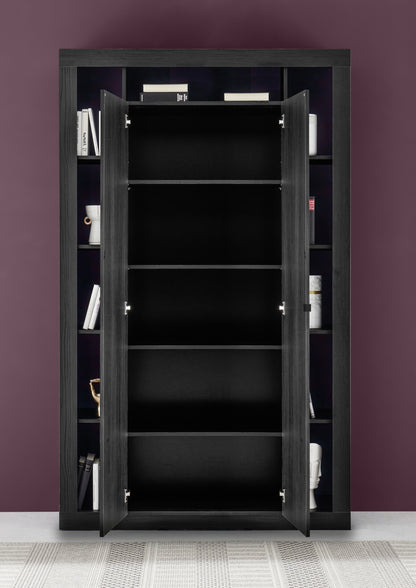 TIAKI Sideboard/Bücherregal aus schwarzer Esche, 2 Türen, 130 cm