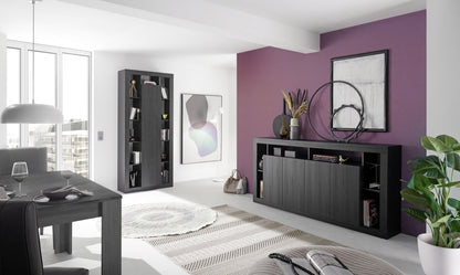 TIAKI Sideboard/Bücherregal aus schwarzer Esche, 2 Türen, 130 cm