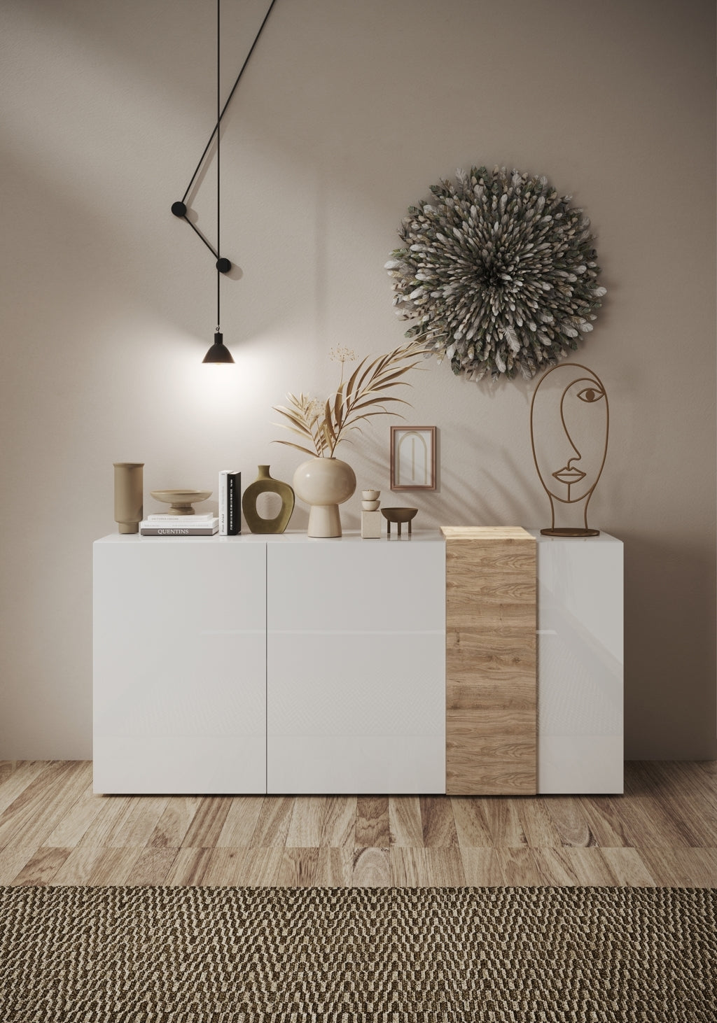 Buffet 3 doors TAO white honey oak