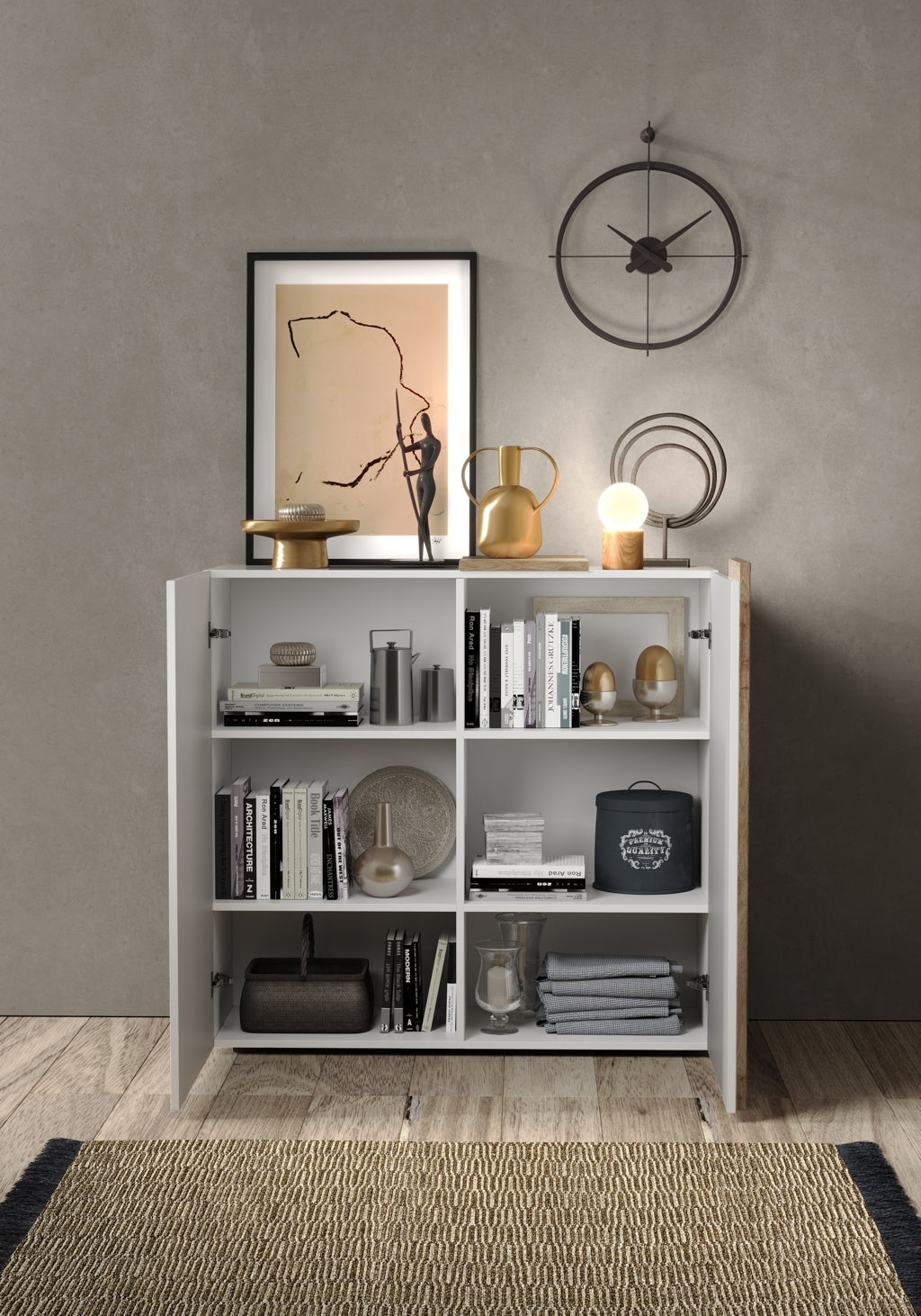 TAO Sideboard, weiße Honigeiche, 120 cm, 2 Türen