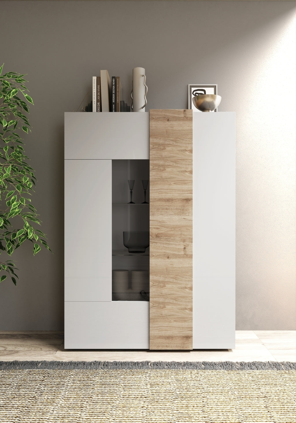 TAO Sideboard/Vitrine in weißer Honigeiche