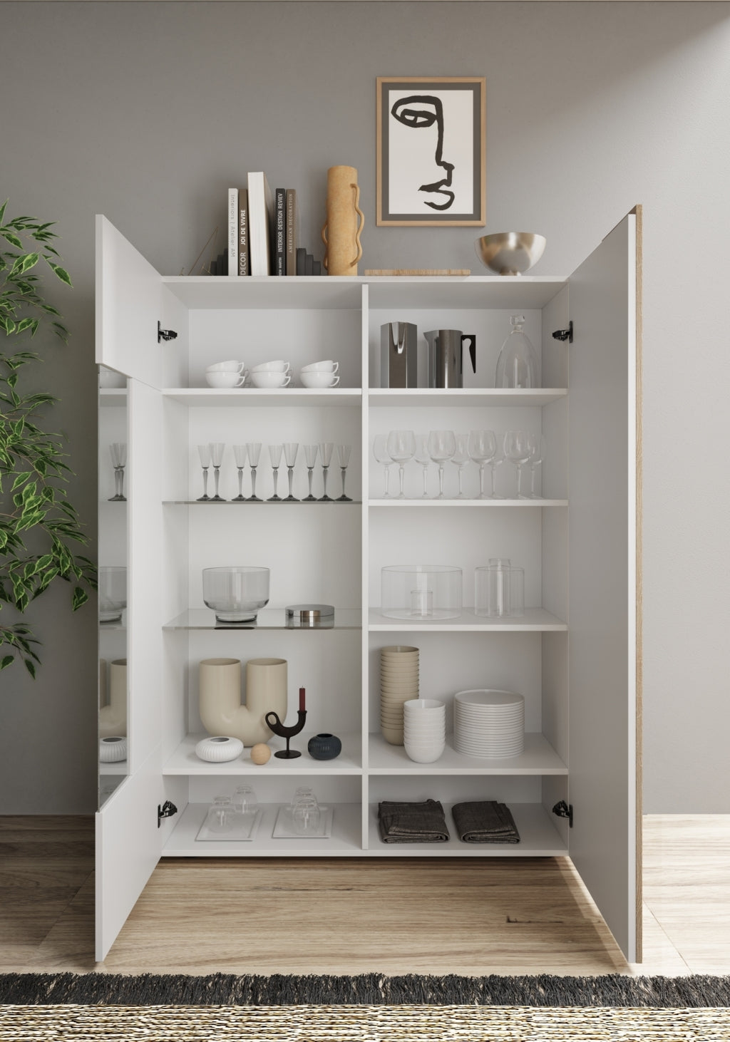 TAO Sideboard/Vitrine in weißer Honigeiche