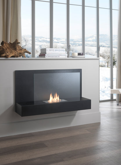 NOIR black wall bioethanol fireplace