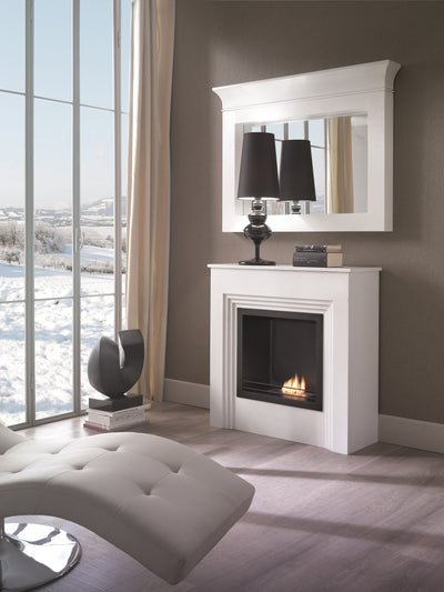 White CHALET floor-standing bioethanol fireplace